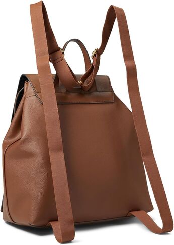 Tommy Hilfiger Gia II Gifting Hang Tag Medium Envelope Flap Backpack w/Hangoff-High Shine Saffiano PVC Cognac One Size in Saudi Arabia