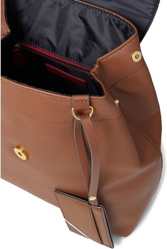 Tommy Hilfiger Gia II Gifting Hang Tag Medium Envelope Flap Backpack w/Hangoff-High Shine Saffiano PVC Cognac One Size in Saudi Arabia