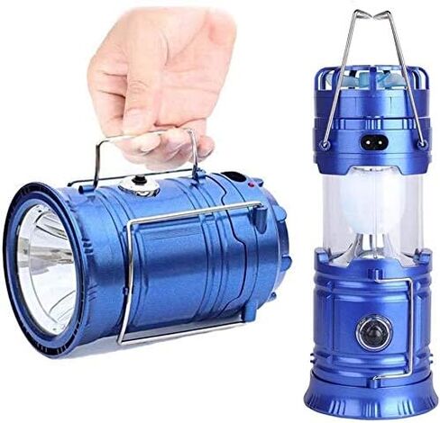Camping Lantern with a Mini Fan,Portable Bright Solar Rechargeable Outdoor Flashlights Tent Light with USB Power Bank for Hiking,Hunting,Camping (Blue) in Saudi Arabia