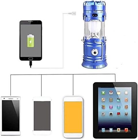 Camping Lantern with a Mini Fan,Portable Bright Solar Rechargeable Outdoor Flashlights Tent Light with USB Power Bank for Hiking,Hunting,Camping (Blue) in Saudi Arabia