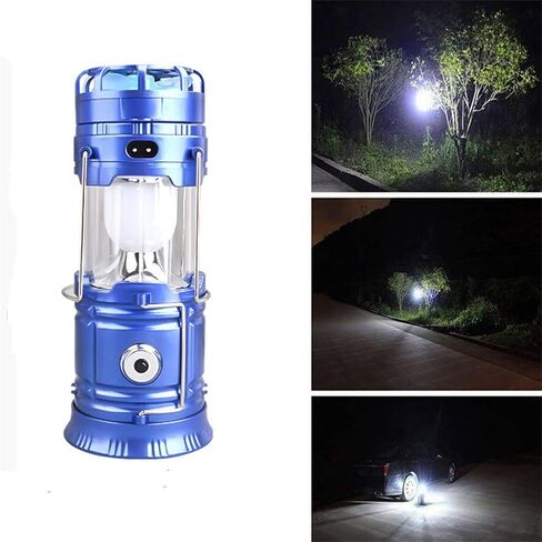 Camping Lantern with a Mini Fan,Portable Bright Solar Rechargeable Outdoor Flashlights Tent Light with USB Power Bank for Hiking,Hunting,Camping (Blue) in Saudi Arabia