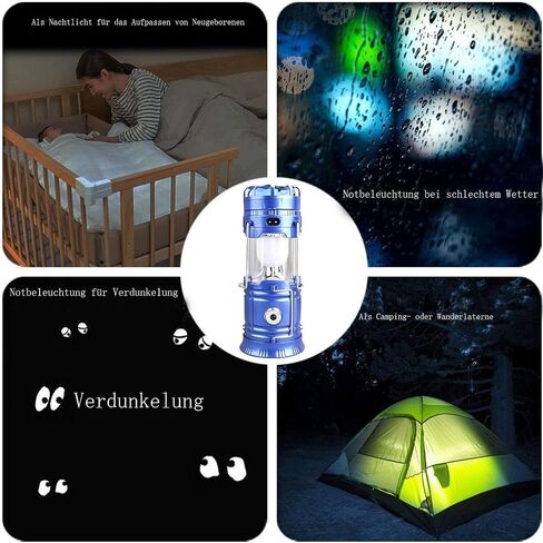 Camping Lantern with a Mini Fan,Portable Bright Solar Rechargeable Outdoor Flashlights Tent Light with USB Power Bank for Hiking,Hunting,Camping (Blue) in Saudi Arabia