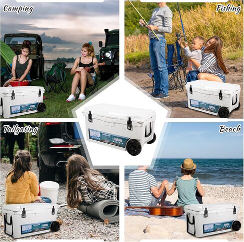 Insulated Portable Cooler with Heavy Duty Handles, Leak-Proof Outdoor Hard Cooler for Beach, Fishing, Camping, Tailgating, Sports in Saudi Arabia