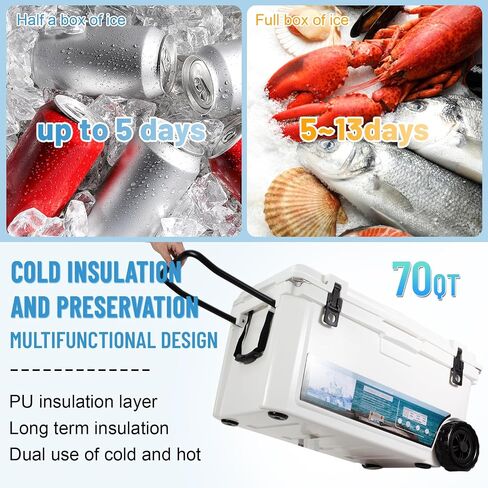 Insulated Portable Cooler with Heavy Duty Handles, Leak-Proof Outdoor Hard Cooler for Beach, Fishing, Camping, Tailgating, Sports in Saudi Arabia