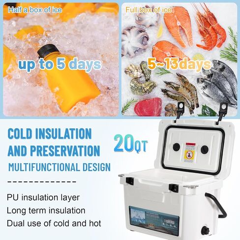 Insulated Portable Cooler with Heavy Duty Handles, Leak-Proof Outdoor Hard Cooler for Beach, Fishing, Camping, Tailgating, Sports in Saudi Arabia