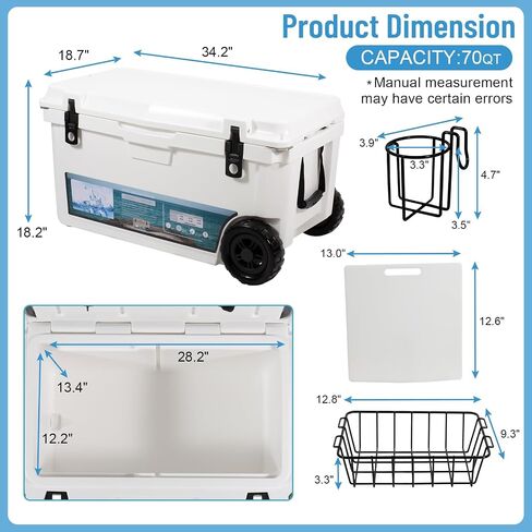 Insulated Portable Cooler with Heavy Duty Handles, Leak-Proof Outdoor Hard Cooler for Beach, Fishing, Camping, Tailgating, Sports in Saudi Arabia