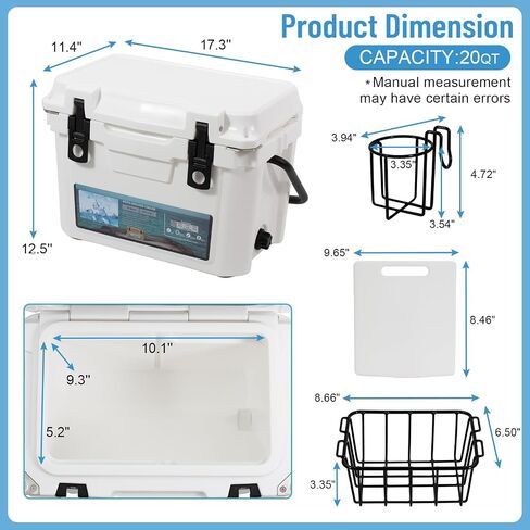Insulated Portable Cooler with Heavy Duty Handles, Leak-Proof Outdoor Hard Cooler for Beach, Fishing, Camping, Tailgating, Sports in Saudi Arabia