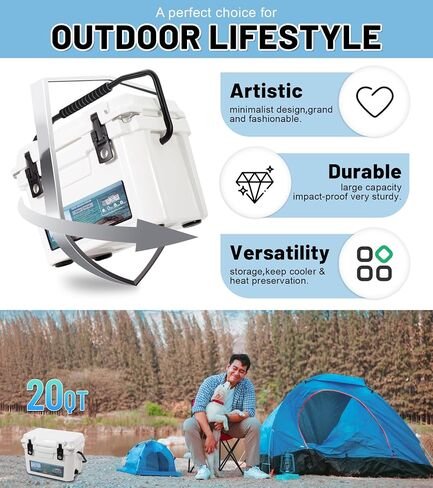Insulated Portable Cooler with Heavy Duty Handles, Leak-Proof Outdoor Hard Cooler for Beach, Fishing, Camping, Tailgating, Sports in Saudi Arabia