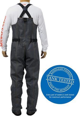 BASSDASH Men’s Denim Breathable Chest Waders Waterproof Durable Lightweight Stocking Foot for Fishing Hunting ATV Riding in Kuwait