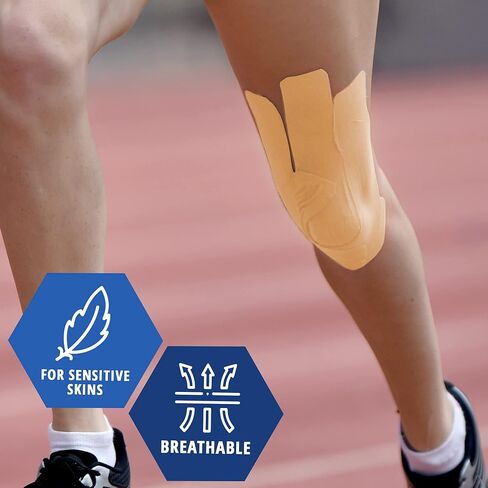 MED PRIDE Kinesiology Tape – Tan [2" x 16.4 Feet] Latex-Free Athletic Tape for Pain Relief, Injured Muscle Support - Therapeutic Sports Tape Stabilizes Knee, Muscle & Joints – 1 Uncut Roll in Kuwait