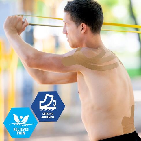 MED PRIDE Kinesiology Tape – Tan [2" x 16.4 Feet] Latex-Free Athletic Tape for Pain Relief, Injured Muscle Support - Therapeutic Sports Tape Stabilizes Knee, Muscle & Joints – 1 Uncut Roll in Kuwait