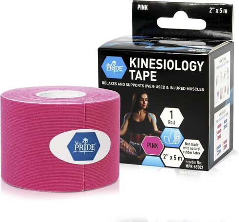 MED PRIDE Kinesiology Tape – Tan [2" x 16.4 Feet] Latex-Free Athletic Tape for Pain Relief, Injured Muscle Support - Therapeutic Sports Tape Stabilizes Knee, Muscle & Joints – 1 Uncut Roll in Kuwait