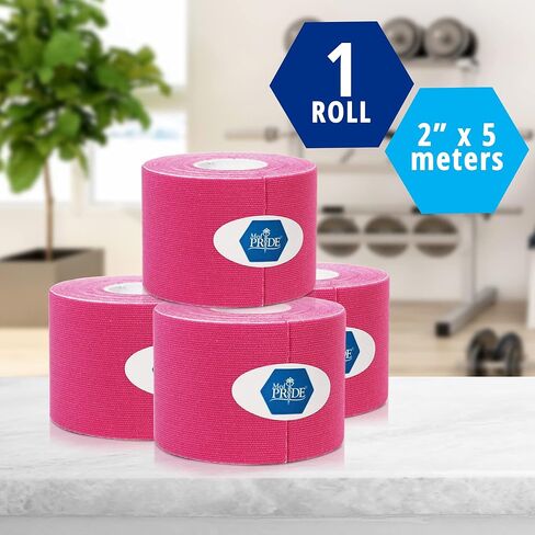 MED PRIDE Kinesiology Tape – Tan [2" x 16.4 Feet] Latex-Free Athletic Tape for Pain Relief, Injured Muscle Support - Therapeutic Sports Tape Stabilizes Knee, Muscle & Joints – 1 Uncut Roll in Kuwait