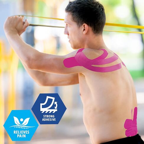 MED PRIDE Kinesiology Tape – Tan [2" x 16.4 Feet] Latex-Free Athletic Tape for Pain Relief, Injured Muscle Support - Therapeutic Sports Tape Stabilizes Knee, Muscle & Joints – 1 Uncut Roll in Kuwait
