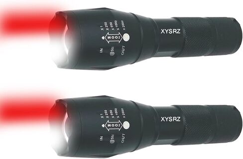 Red Flashlight, 2 in 1 LED Flashlight with Red and White Light Option - Zoomable, Bright Dual Color Flashlight for Hunting Camping Astronomy, 2 Pack in Kuwait