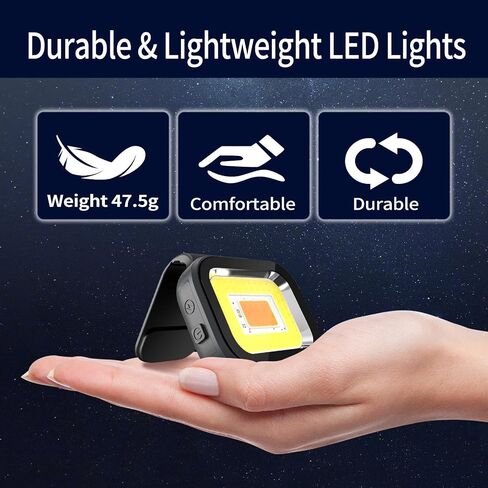 Running Lights, IP66 Waterproof Clip on Running Flashlights for Runners, 6 Modes Lightweight Rechargeable Safety Light for Joggers Running Camping Hiking Emergency (Black) in Saudi Arabia