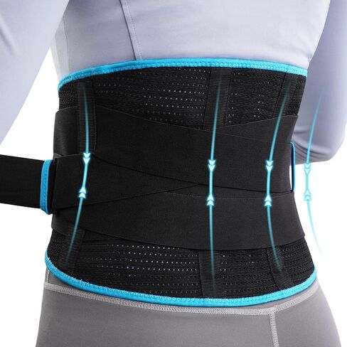 NEWGO حزام دعم الظهر دعامة أسفل الظهر لتخفيف آلام الظهر، حزام قطني يدعم مع 4 إقامات للرجال / النساء للقرص المنفتق، عرق النسا، الجنف (L) in Kuwait