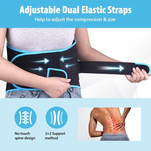 NEWGO حزام دعم الظهر دعامة أسفل الظهر لتخفيف آلام الظهر، حزام قطني يدعم مع 4 إقامات للرجال / النساء للقرص المنفتق، عرق النسا، الجنف (L) in Kuwait