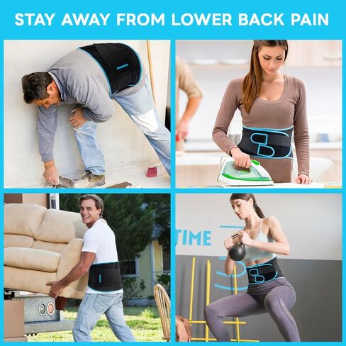 NEWGO حزام دعم الظهر دعامة أسفل الظهر لتخفيف آلام الظهر، حزام قطني يدعم مع 4 إقامات للرجال / النساء للقرص المنفتق، عرق النسا، الجنف (L) in Kuwait