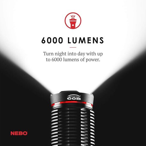 NEBO Redline 6K Lumen (6000 Lumen) مصباح يدوي LED عالي الطاقة قابل لإعادة الشحن 6822 مع حزمة ضوء القراءة LED EdisonBright USB التي تعمل بالطاقة in Saudi Arabia