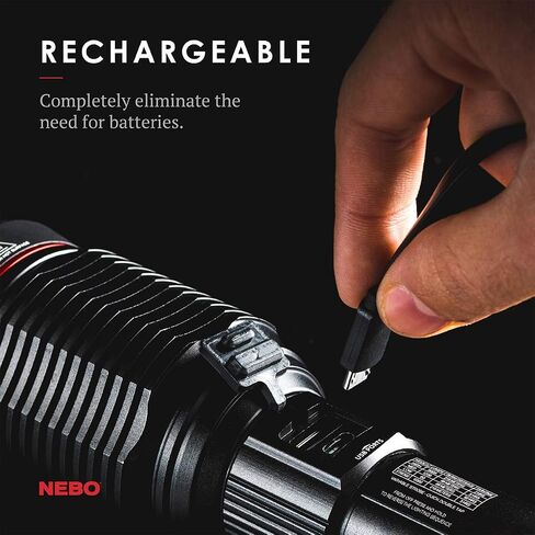 NEBO Redline 6K Lumen (6000 Lumen) مصباح يدوي LED عالي الطاقة قابل لإعادة الشحن 6822 مع حزمة ضوء القراءة LED EdisonBright USB التي تعمل بالطاقة in Saudi Arabia