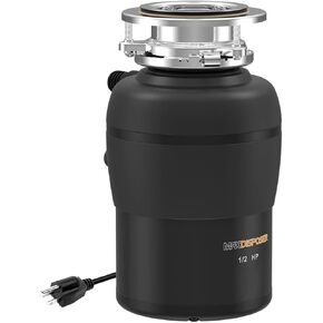 Garbage Disposal 1/2 HP Easy install Quiet with Stopper Power Cord, Kitchen sink Food Waste Disposer Continuous Feed, Stainless Steel Grind Half Horsepower AC Motor Unit (MAX-3)