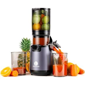 Ventray Slow Masticating Juicer, Cold Press Juicer Machines with 5.3" Extra Large Feed Chute Fit Whole Fruits Vegetables, High Juice Yield, Easy to Clean BPA Free 250W