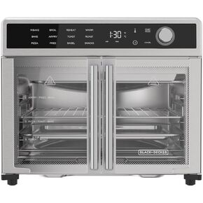 BLACK+DECKER Crisp 'N Bake French Door Air Fryer Oven, TO62D5-1SD, 12 Cooking Functions, 60-minute Timer, Air Fry with Convection Technology & Compact Design