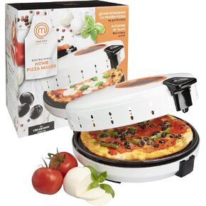 MasterChef Electric 12" Pizza Maker- Cook Homemade Calzones, Quesadillas & Cookies! Rotating Nonstick Plate for Even Baking- Adjustable Temp Control for Crispy Crust- Indoor or Outdoor Parties & Gifts