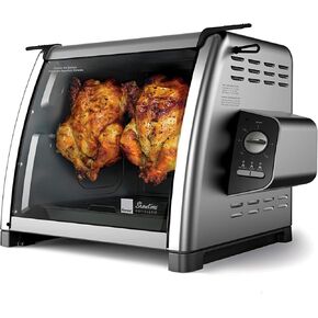 Ronco Showtime Large Capacity Rotisserie & BBQ Oven Modern Edition, Simple Switch Controls, Silicone Door Tie, Perfect Preset Rotation Speed, Self-Basting, Auto Shutoff, Includes Multipurpose Basket