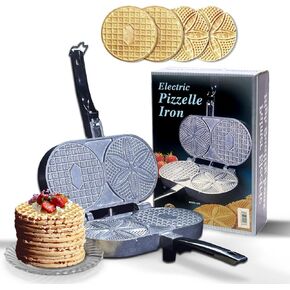 C. Palmer Pizzelle Iron Model 1000, 800 Watts Pizelle Maker Electric, American Made Pizelle Press, Makes Two 5-Inch Authentic Pizelles, Pizelle Cookie Press, Unique Housewarming Gifts for Her