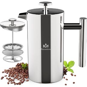 French Press Coffee Maker，50OZ Double Wall Vacuum Insulated 304 Stainless Steel for Home, Camping and Office