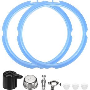 uxcell Replacement Parts Accessories Set for Pressure Pot 5/6QT, 9 Set Include Steam Release Handle Sealing Ring Steam Release Valve and Float Valve Seal Anti-Block Shield, Blue