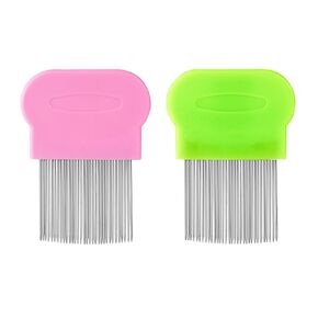Flea Comb for Cats & Dogs - Brush Dog/Cat Flea Comb - Nit Comb for Pets/Puppy/Kitten about Stainless Steel Pin Teeth with Plastic Handle, 2 Pcs