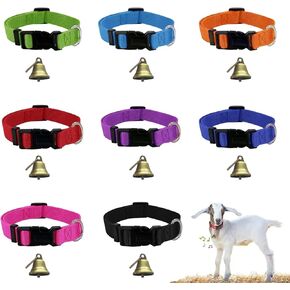 3 Pack Goat Collar with Bell, Sheep Collars with Bell, Grazing Copper Bells and Adjustable Nylon Collar Set for Small Farm Animal Sheep Cow Pet Goat Accessories