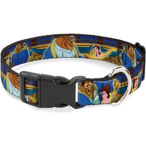 Buckle-Down Breakaway Cat Collar - Beast & Belle Ball Scene Poses - 1/2" Wide - Fits 8-12" Neck - Medium