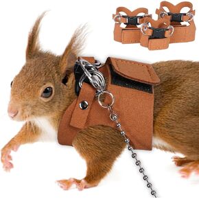 Font 3 Pack Rat Harness and Leash，Squirrel Harness and Leash Set - Adjustable Traction Rope Strap Anti-Biting Chain,Small Animal Training Walking Vest Leash for Squirrel Gerbil Chinchilla Rat(S/M/L)