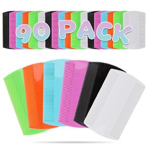 90 Pcs Double Side Tooth Pet Flea Comb Bulk for Cats Dogs Lice and Tick Comb for Small Cats Dogs Kitten Indoor(6 COLORS)