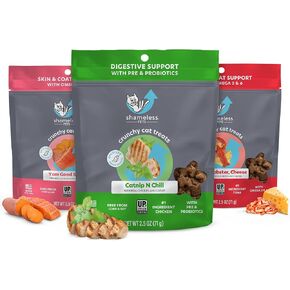 Shameless Pets Crunchy Cat Treats - Catnip Treats for Cats with Digestive Support, Kitten Treats with Real Chicken, Natural & Healthy Flavored Feline Snacks - Catnip N Chill, 1-Pk (12 Oz)