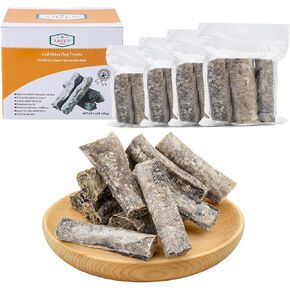 Amzey Cod Skin Dog Treats 24 OZ, High Protein Cod Fish Skin Rolls Rich in Omega-3, 100% Natural Dried Cod Fish Dog Chews for Teeth Cleaning, Pack of 4 Resealable Bags