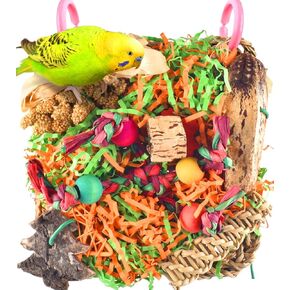 KATUMO Bird Toys, Parakeet Toys Conure Grass Mat Foraging Toys Parrot Shredding Hanging Toys for Cockatiel Lovebird Parakeet Budgie Small-Medium Birds