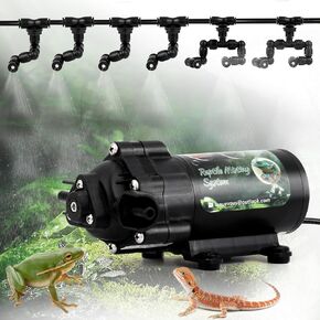 LANUEVA Reptile Humidifier, Quieter Mister Fogger for Terrarium with 4 Single Misting Nozzle + 2 Double Misting Nozzle, Automatic Spray System for Chameleon, Lizard, Snake, Frog (with Outlet Timer)
