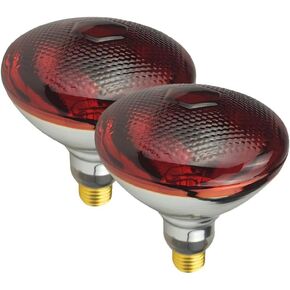 2 Pack Heat Lamp Infrared Bulbs PAR38 Glass Lamp Bulb for Food Service, Brooder Bulb, Chicks, Pet, Bathroom, Light Therapy Use E26 Base, Flood Light Heat Lamp Bulb. (Red, 100W)