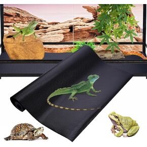 LEOLIO 17.7 x 40 Inch Bearded Dragon Tank Accessories, Non-Adhesive Reptile Carpet Liner for Leopard Gecko, Snake, Lizard, and Tortoise, Terrarium Mat Bedding for Tank Flooring (Black)