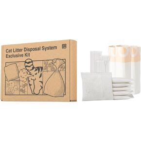 Litter Bag For Cat Litter Box Waste Container Trash Can 13''*19'', 3 Rolls Cat Waste Bag + 6 Deodorizing Bag+3 Pice Cable Tie (180+ Days Supply)