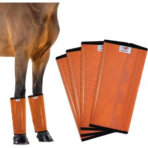 Horse Fly Boots Set of 4, Mesh Boots for Horses, Leggings for Horses, Reduce-Stomping, Breathable Mesh, Loose Fitting, Stay Up Not Sag, No Rub