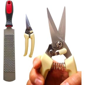 Goat Hoof Trimmers with Mini Hoof Rasp File (8-inch) - Nail Clippers for Goat, Sheep, Alpaca, Lamb, Pig - Hoof Rasp File - Goat Nippers - Hoof Trimmers - Hoof Rasp File