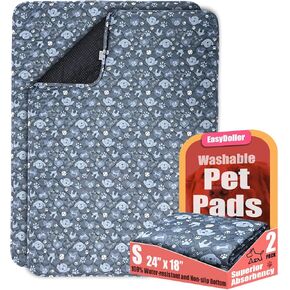 Washable Pee Pads for Dogs - 2 Pcs 20"x28" Gray Superior Reusable Puppy Pet Training Pads - Waterproof Dog Pee Pad Protects Against Urine Leakage Non-Slip Grip Prevents Slipping & Bunching