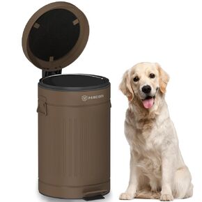 PAWZIDEA Dog Poop Trash Can Outside Odor Control, 3.1Gallon Large Dog Poop Can Outdoor with Lid, Waterproof Dog Waste Trash Can, Pet Waste Disposal Container, Step Trash Bin Garbage Can Backyard,Black