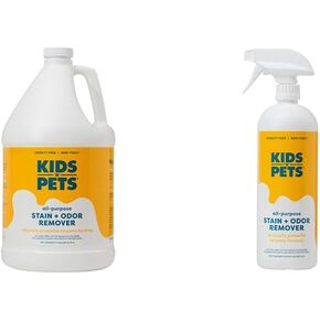 KIDS 'N' PETS - مزيل فوري للبقع والروائح الكريهة لجميع الأغراض - 27 أونصة سائلة - يزيل البقع والروائح الصعبة بشكل دائم - حتى روائح البول - بدون مواد كيميائية قاسية، غير سامة وآمنة على الأطفال، متعدد الألوان